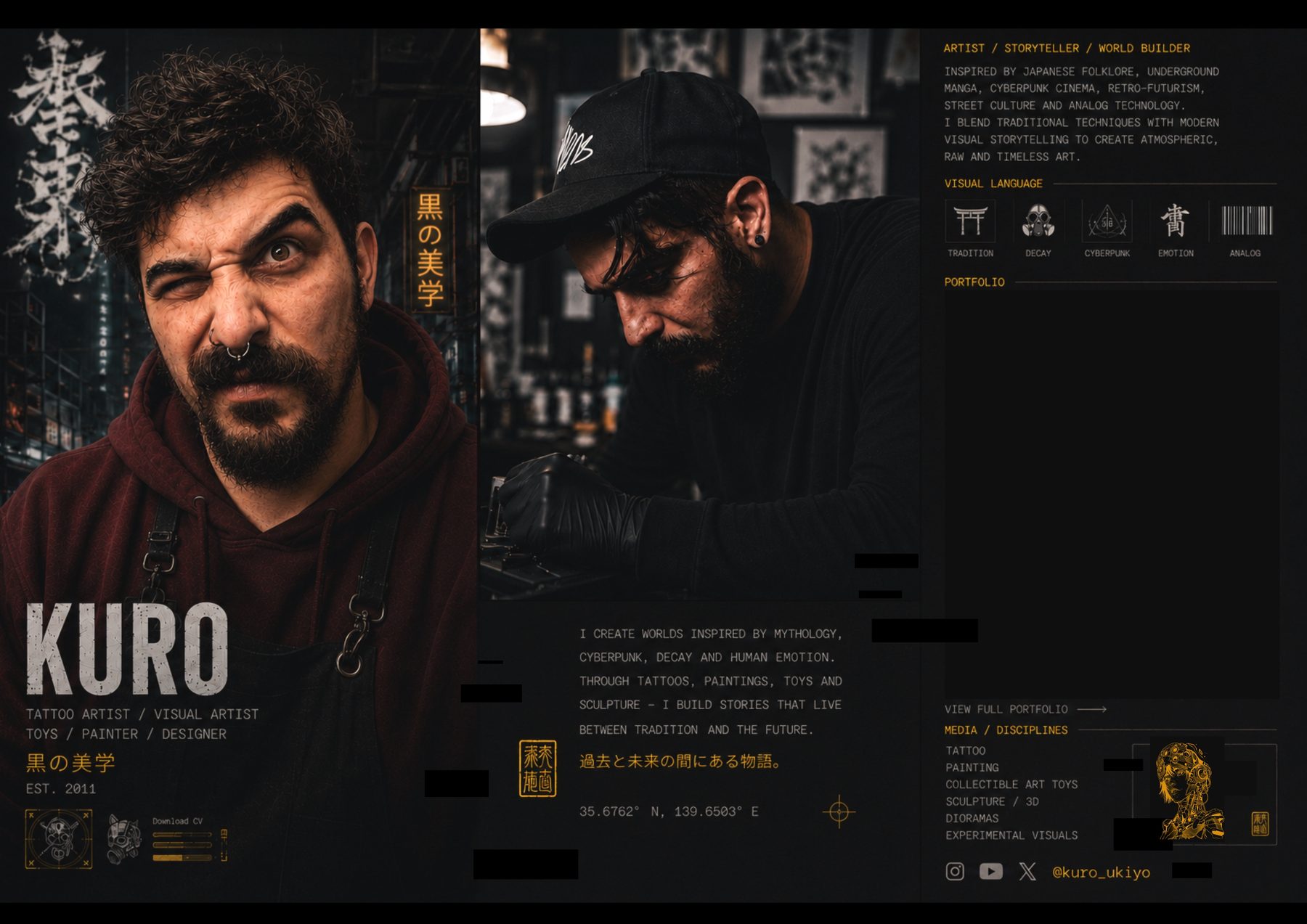 Kuro tattoo artist and visual artist portrait